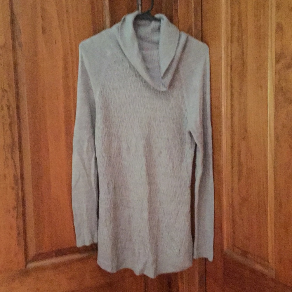 Grey tunic cowl neck sweater